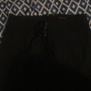 Black high waist tied string pants